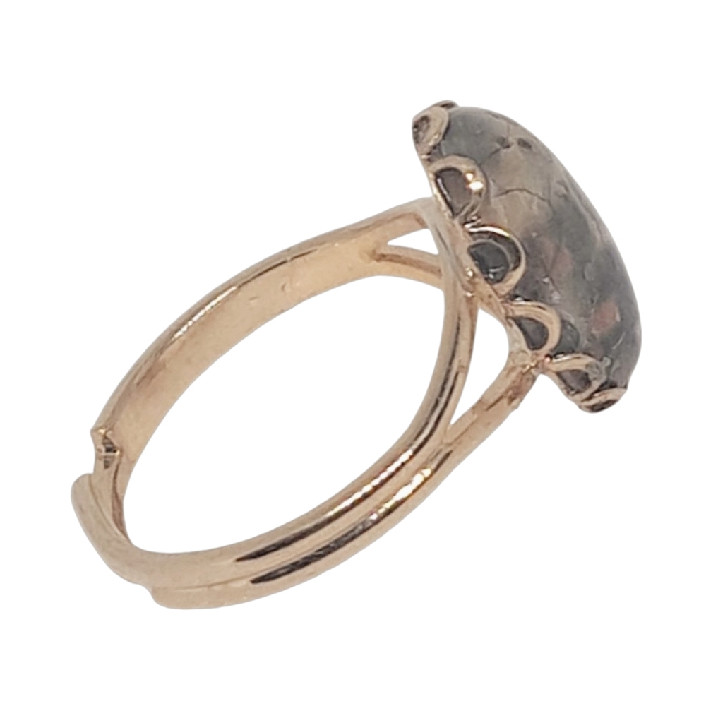 Gold Tone Adjustable Ring with Natural Gemstone - Picture 2 of 5